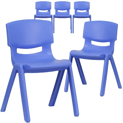 Emma And Oliver 5 Pack Plastic Stackable School Chair With 13.25" Seat Height - Image 11