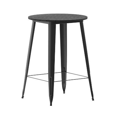 Emma And Oliver Indoor/Outdoor Bar Top Table, 30" Round All Weather Poly Resin Top With Steel Base - Image 11