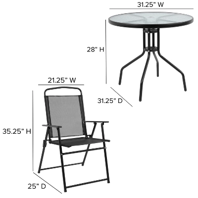 Emma And Oliver 6 Piece Patio Garden Set With Table, Umbrella And 4 Folding Chairs - Image 9
