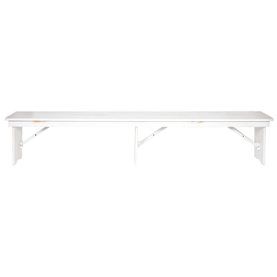 Emma And Oliver 8' X 12" Antique Rustic Solid Pine Folding Farm Bench - Portable Bench - Image 2