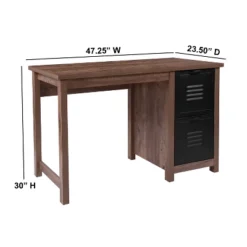 Emma And Oliver Crosscut Oak Wood Grain Finish Computer Desk With Metal Drawers