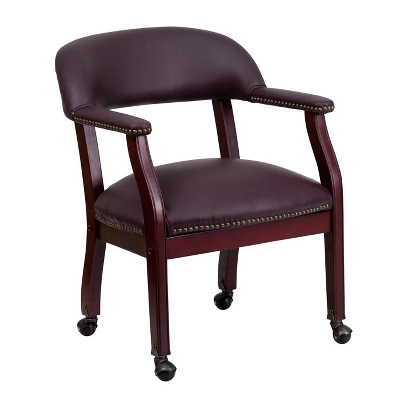 Emma And Oliver Conference Chair With Accent Nail Trim And Casters - Image 13