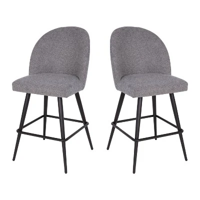 Emma And Oliver Modern Upholstered Dining Stools With Contoured Backs & Powder Coated Steel Legs With Floor Glides - Set Of 2 - Image 4