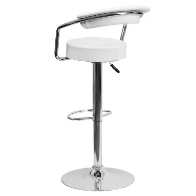 Emma And Oliver 2 Pack Contemporary Vinyl Adjustable Height Barstool With Arms And Chrome Base - Image 2