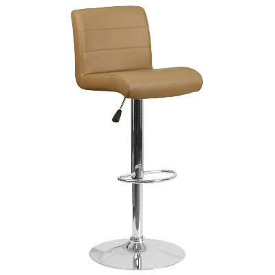 Emma And Oliver Swivel Rolled Seat Adjustable Height Barstool With Chrome Base - Image 13