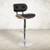 Emma And Oliver Bentwood Adjustable Height Barstool With Button Tufted Upholstery