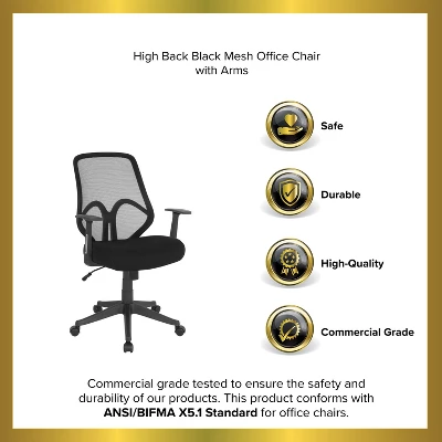 Emma And Oliver High Back Flexible Mesh Office Chair With Arms - Image 6