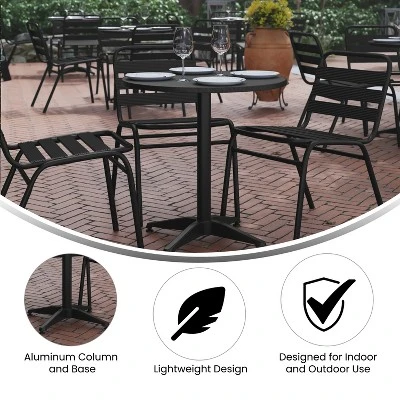 Emma And Oliver 27.5'' Round Aluminum Indoor-Outdoor Table With Base - Image 5