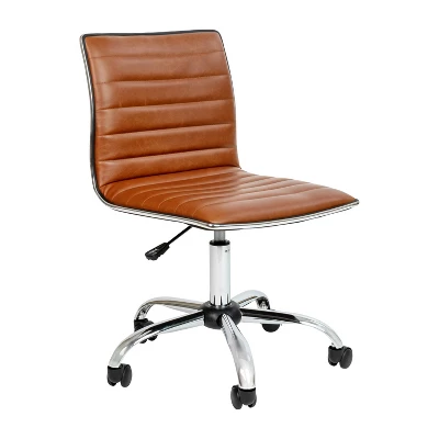 Emma And Oliver Low Back Designer Armless Ribbed Swivel Task Office Chair - Image 19
