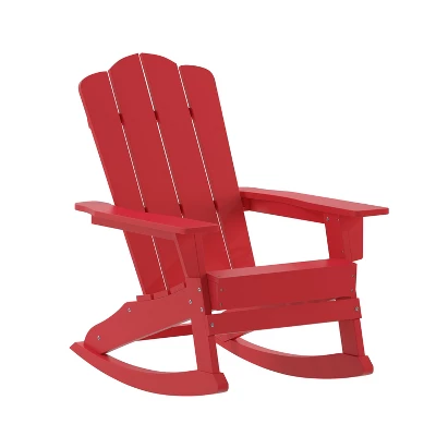 Emma And Oliver Adirondack Rocking Chair With Cup Holder, Weather Resistant HDPE Adirondack Rocking Chair - Image 13
