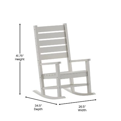 Emma And Oliver Contemporary Rocking Chair, All-Weather HDPE Indoor/Outdoor Rocker - Image 6