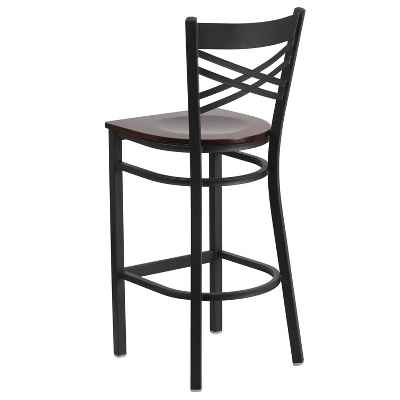 Emma And Oliver 2 Pack "X" Back Metal Restaurant Barstool - Image 2