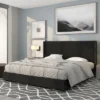 Emma And Oliver King Accent Extended Panel Platform Bed In Black Fabric