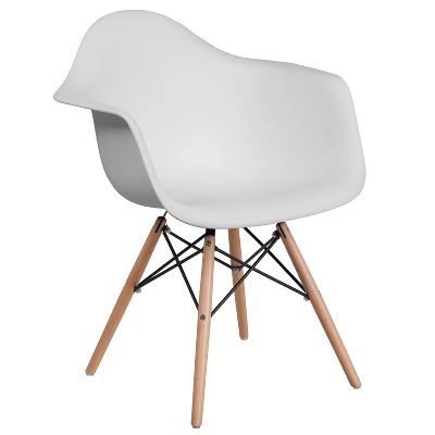 Emma And Oliver Plastic Accent Dining Chair With Arms And Wooden Legs - Image 15