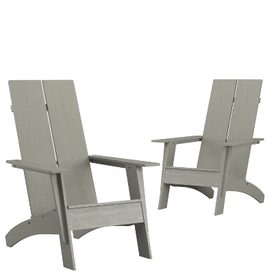 Emma And Oliver Set Of 2 Modern Dual Slat Back Indoor/Outdoor Adirondack Style Chairs - Image 9