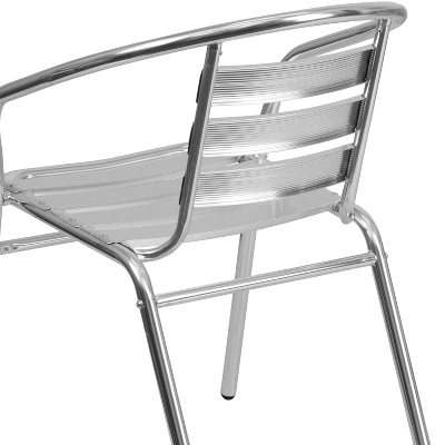 Emma And Oliver Aluminum Indoor-Outdoor Stack Chair With Triple Slat Back And Arms - Image 4