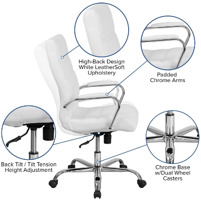 Emma And Oliver High Back Executive Swivel Office Chair With Metal Frame And Arms - Image 2
