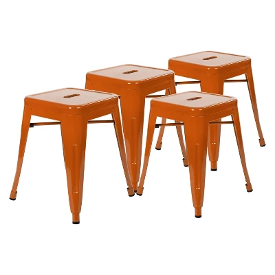 Emma And Oliver 18 Inch Table Height Indoor Stackable Metal Dining Stool-Set Of 4 - Image 14