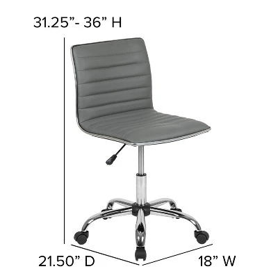 Emma And Oliver Low Back Designer Armless Ribbed Swivel Task Office Chair - Image 5