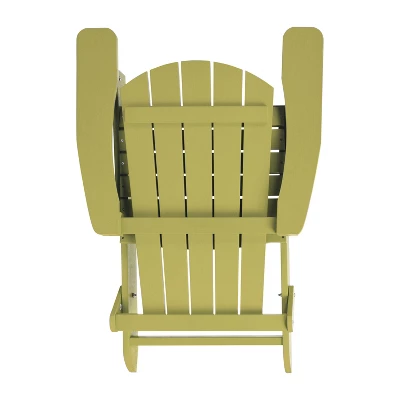 Emma And Oliver Set Of 4 Indoor/Outdoor Poly Resin Folding Adirondack Chairs, All-Weather Chairs For Porch, Patio, Or Sunroom - Image 9