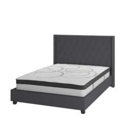 Emma And Oliver Tufted Platform Bed With 10 Inch Pocket Spring Mattress