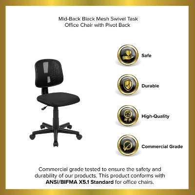 Emma And Oliver Mid-Back Mesh Swivel Task Office Chair With Pivot Back - Image 12