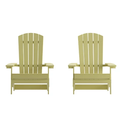 Emma And Oliver Set Of 2 Indoor/Outdoor Poly Resin Folding Adirondack Chairs, All-Weather Chairs For Porch, Patio, Or Sunroom - Image 12