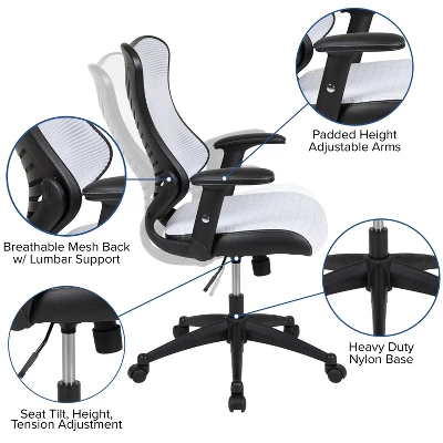 Emma And Oliver High Back Designer Mesh Executive Ergonomic Office Chair W/ Adjustable Arms - Image 4