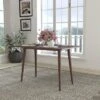 Emma And Oliver Mid-Century Modern Wooden Dining Table For Four With Dark Walnut Finish And Sleek Tapered Legs With Protective Floor Glides