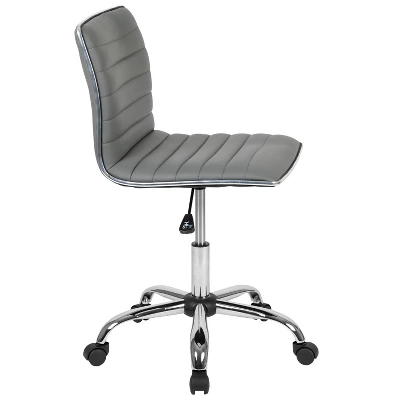 Emma And Oliver Low Back Designer Armless Ribbed Swivel Task Office Chair - Image 11