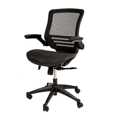 Emma And Oliver Mid-Back Transparent Mesh Executive Swivel Office Chair With Flip-Up Arms - Image 2