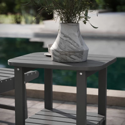 Emma And Oliver Two Tier Polyresin Adirondack Side Table - All-Weather For Indoor/Outdoor Use - Image 3