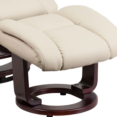Emma And Oliver Multi-Position Recliner & Curved Ottoman With Swivel Wood Base - Image 5