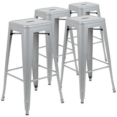 Emma And Oliver 4 Pack 30" High Metal Indoor Bar Stool - Stackable Stool - Image 14