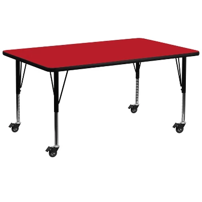 Emma And Oliver Mobile 30x72 Rectangle HP Laminate Preschool Activity Table - Image 3