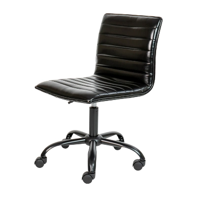 Emma And Oliver Low Back Designer Armless Ribbed Swivel Task Office Chair - Image 15