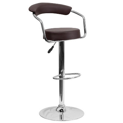 Emma And Oliver Contemporary Vinyl Adjustable Height Barstool With Arms - Image 7