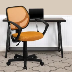 Emma And Oliver Mid-Back Mesh Swivel Task Office Chair With Curved Square Back And Arms