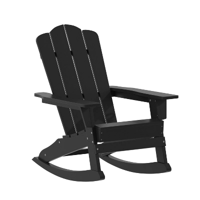 Emma And Oliver Adirondack Rocking Chair With Cup Holder, Weather Resistant HDPE Adirondack Rocking Chair - Image 11