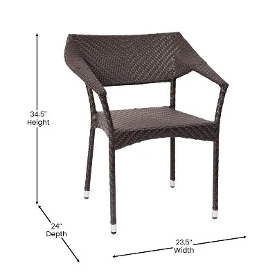 Emma And Oliver Modern All-Weather Patio Dining Chair With Fade And Weather Resistant PE Rattan And Reinforced Steel Frame - Image 6