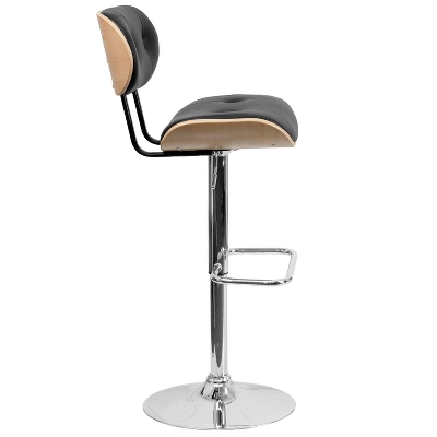 Emma And Oliver Bentwood Adjustable Height Barstool With Button Tufted Upholstery - Image 7