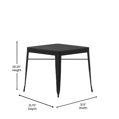 Emma And Oliver Modern Weather And Rust Resistant Black Steel Patio Table With Polyresin Top And Rounded Corners For Indoor And Outdoor Use - Image 5