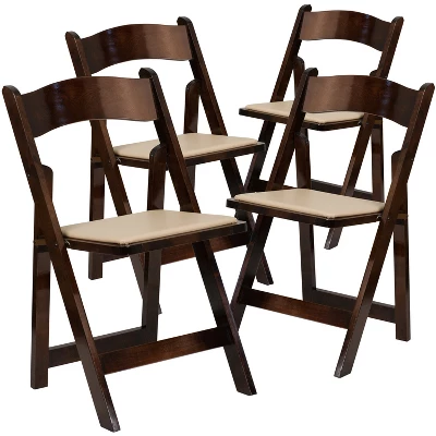 Emma And Oliver 4 Pack Wood Folding Chair With Vinyl Padded Seat - Image 12