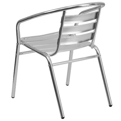 Emma And Oliver 4 Pack Commercial Aluminum Indoor-Outdoor Stack Chair - Triple Slat Back And Arms - Image 7