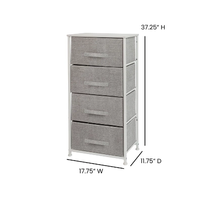 Emma And Oliver 4 Drawer Vertical Storage Dresser With Wood Top & Fabric Pull Drawers - Image 3