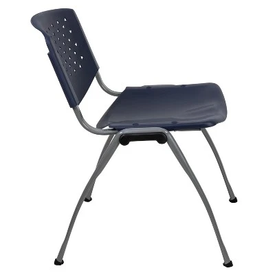 Emma And Oliver Home And Office Navy Plastic Stack Chair With Perforated Back - Guest Chair - Image 11