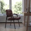 Emma And Oliver LeatherSoft Executive Reception Chair With Powder Coated Frame