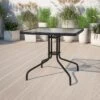 Emma And Oliver 31.5" Square Tempered Glass Metal Table