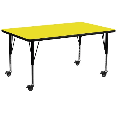 Emma And Oliver Mobile 30x72 Rectangle HP Laminate Preschool Activity Table - Image 2