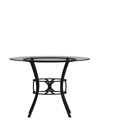 Emma And Oliver 42'' Round Glass Dining Table With Black Metal Frame - Image 8